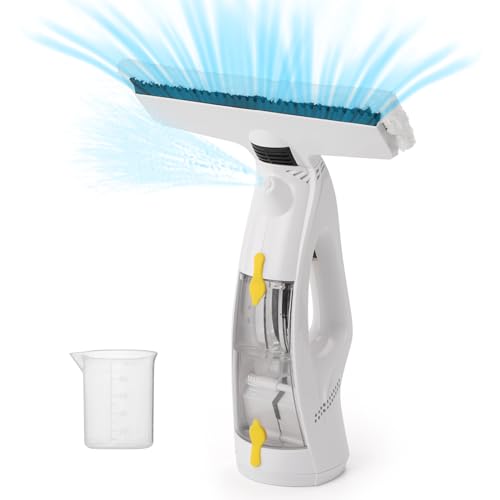 GIATAISH 3-in-1 Cordless Electric Window Vacuum Cleaner with Spray/Wipe/Squeegee, Perfect for Windows, Bathroom, Mirrors, and Cars - Double Water Tanks