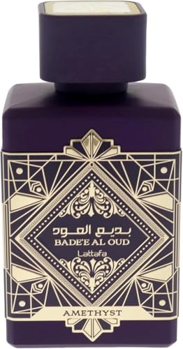 Badee Al Oud By Latafa Eau de Parfum 100ml Luxury Arabian Oud Perfume for Men & Women Long Lasting Woody Amber Fragrance Strong Projection Scent (Amethyst)