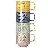 Chubacoo Ceramic Coffee Mugs Set: 4 Pcs 13 oz Large Coffee Cups Ceramic - Stackable Coffee Mug Set o