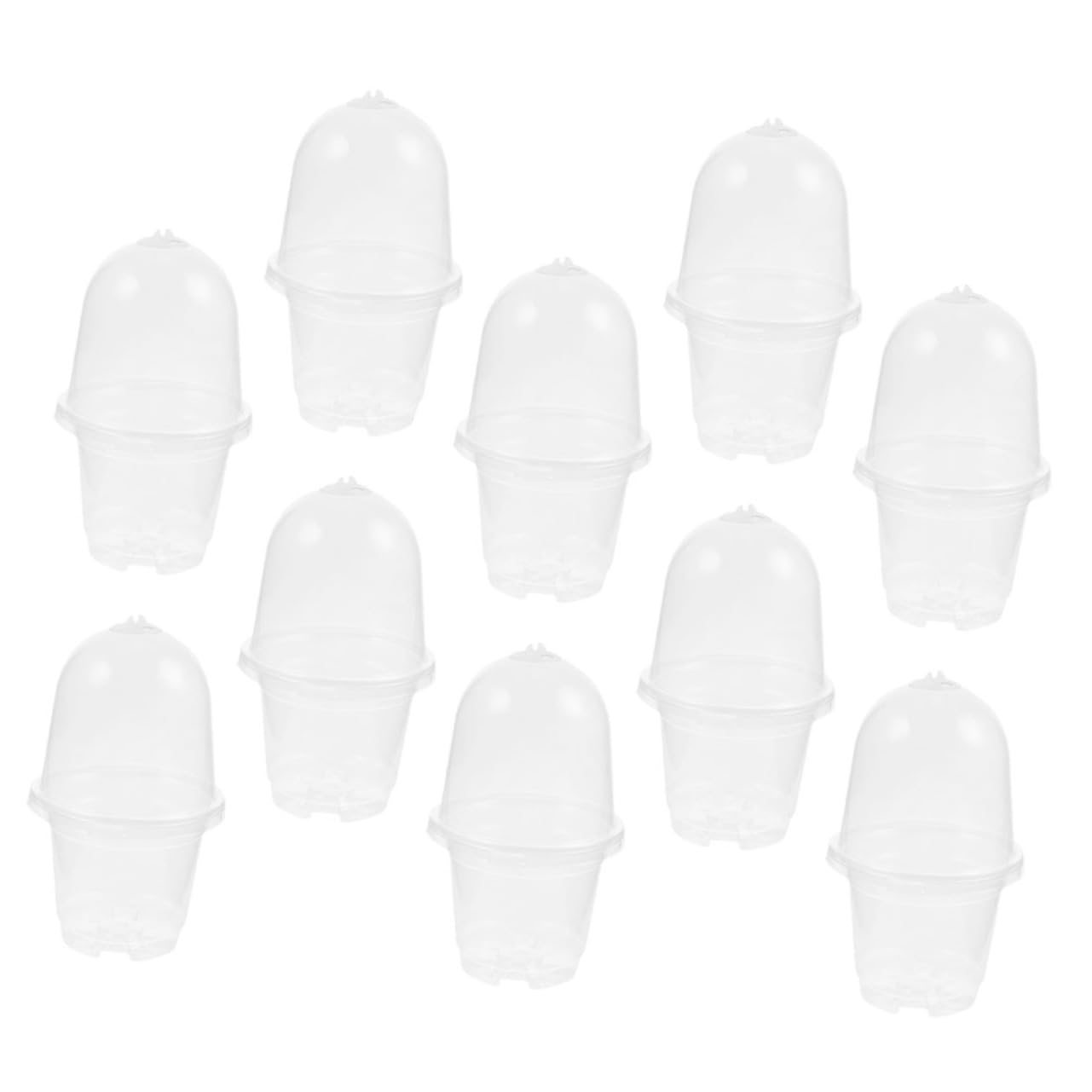 POPETPOP 10Sets Clear Nursery Pots with Humidity Covers Plastic Seedling for Outdoor Garden for Growing Healthy Plants with Drainage