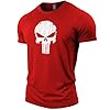 GYMTIER Skull Men's Gym T-Shirt Bodybuilding Training Workout Lifting Top Clothing, Red, S #4
