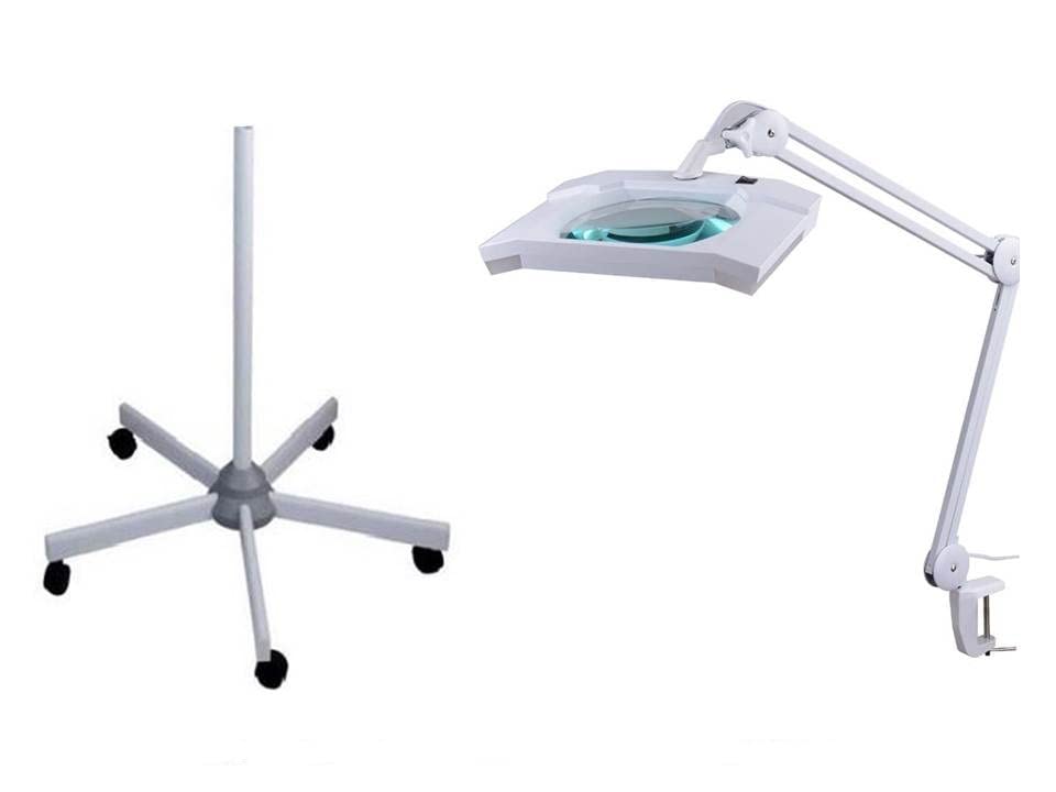 Cambridge Optics CO1015MR-5D+20D-PFS LED Illuminated Magnifier, Medium Reach, G Clamp + Premium Floor Stand, Articulated, 2.25X + 5X, SUPER WIDE GLASS LENS
