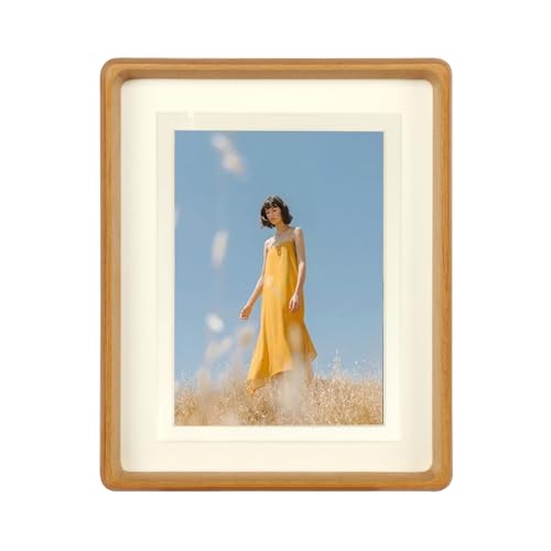 Youncewooder 8x10 Picture Frame with 5x7/6x8 Mat - Solid Teak