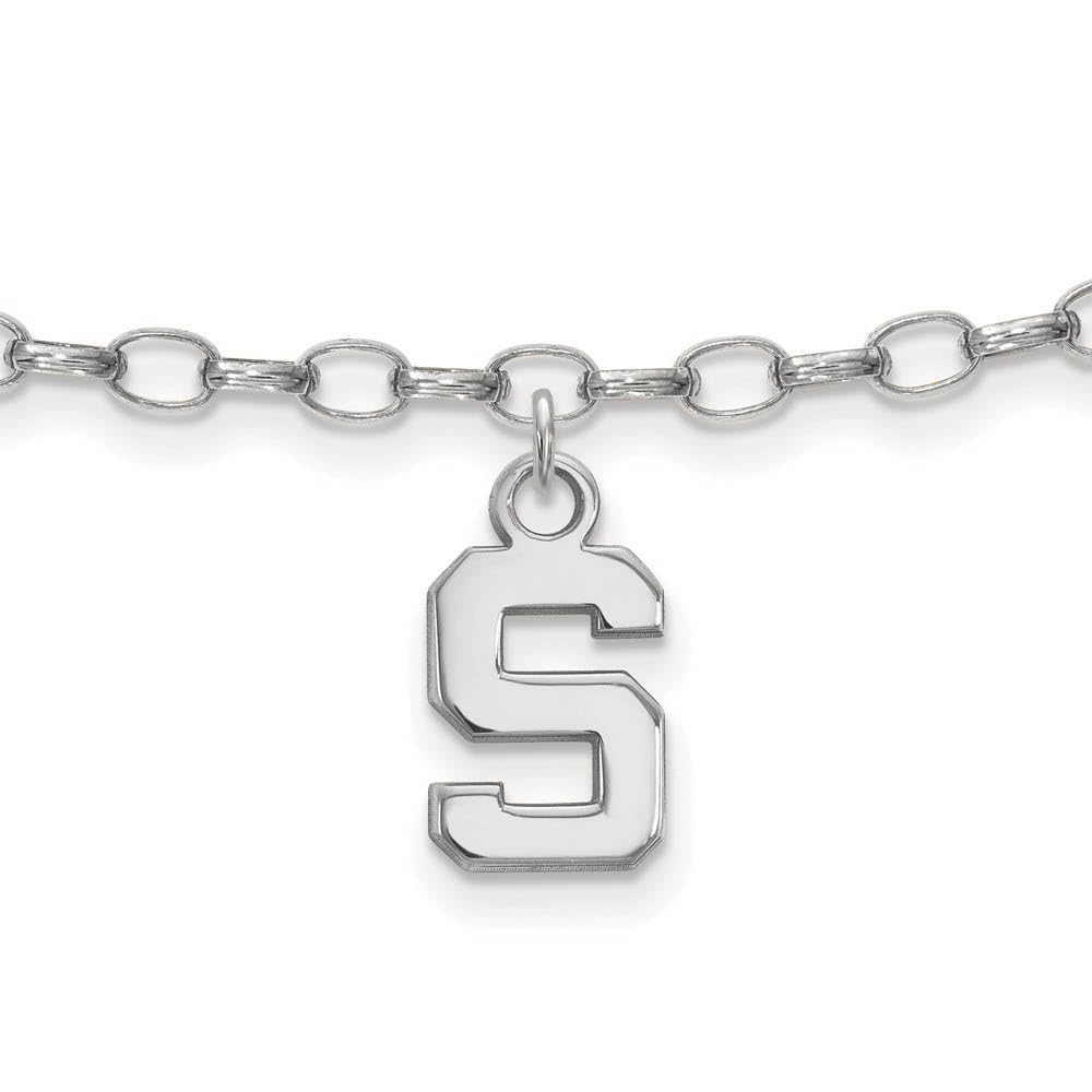 LogoArt Sterling Silver Michigan State University Anklet, 9 Inch