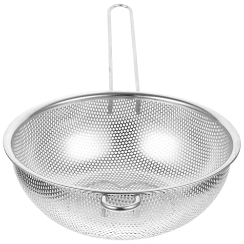 UPKOCH Stainless Steel Colander with Handle, Fine Mesh Food Strainer, Long Handle Metal Strainer, Drain Basket for Rice Pasta Spaghetti Vegetables