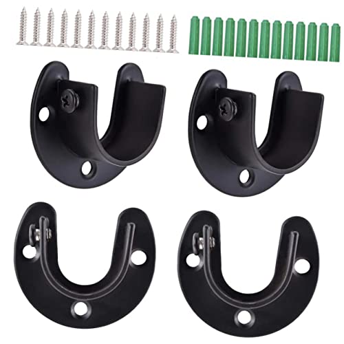 Levemolo 1Set Stainless Steel Closet Pole Socket Rod Holder for Shower Curtain Easy to Install for Bathroom and Closet Use with Screws