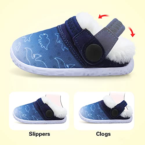 Joinfree Boys And Girls Slippers Warm Fur House Slippers For Baby Non-Slip Cute Blue Dinosaur 12-18 Months #TOP1