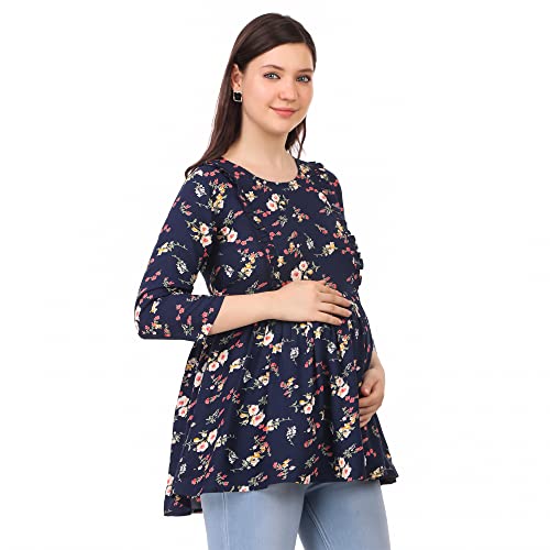 Image of ZUVINO Women's Maternity Feeding Top with Zip for Easy Nursing | Stylish Feeding Tops for Jeans | Maternity Short Kurti for Mothers | Nursing Dress for Women | 100% Rayon