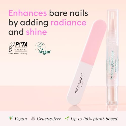 Manucurist Glossy Booster Duo – Nail Care Kit with Glycolic Exfoliating Peel & Nail Buffer Block – Natural Shiny Nails Without Polish – Instant Shine – Manicure Kit for Women - Thumbnail 2