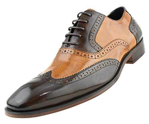 Asher Green AG100 - Men's Dress Shoes - Genuine Calf Leather Wingtip Oxfords - Two Tone and Multi Tone Mens Dress Shoes