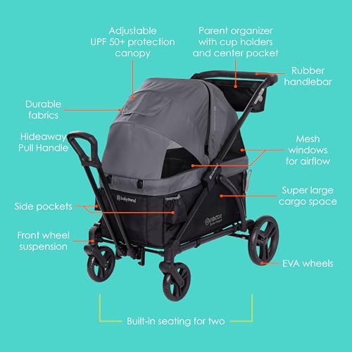 Image of Baby Trend Navigator 2-in-1 Stroller Wagon, Dash Black