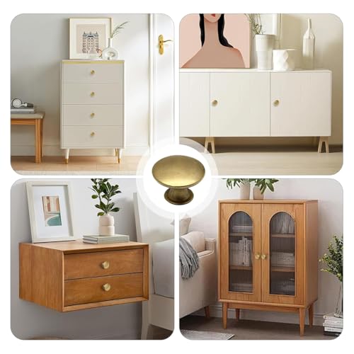 QZKJQDD 2 Pack Cabinet Knobs, Single Hole Cupboard Knobs, Aluminum Alloy Cabinet with Screws, 30mm Round Furniture Door for Kitchen Wardrobes Bathroom Home Decoration (Gold) - Image 6