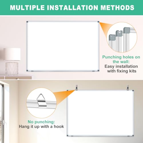 H-Qprobd 3' x 2' Magnetic Whiteboard Large Dry Erase White Board 36"x24" Aluminum Presentation Whiteboard with Long Pen Tray, 6 Markers, 2 Erasers &12 Magnets - Image 4