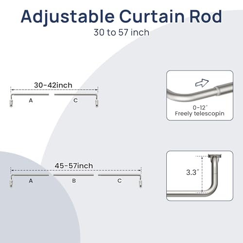 Image of ENJOYBASICS 28-48 inch Wrap Around Curtain Rod, Quick Curtain Change, Nickel