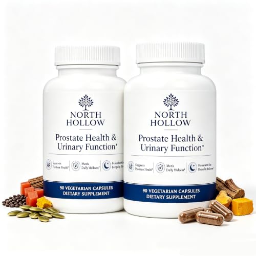 North Hollow Prostate Health Supplement for Men, 10 Plant-Based Formulas, 90 Count, Daily Men's Wellness, Travel-Friendly Capsules