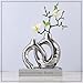 Silver Home Decor Ceramic Vase, Round Vase with Holes Set of 2, Suitable for Wedding Entrance Decoration, Bookshelf, Mantel, Unique Home Decor (Silver)