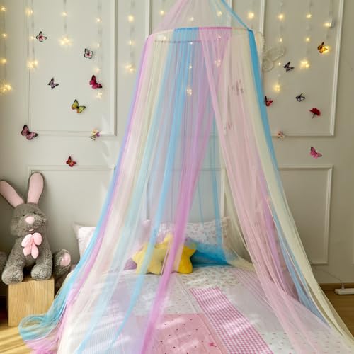 Image of Princess Rainbow Bed Canopy for Girls Bed Net,Princess Canopy for Kids Bed Room Decor (Rainbow)