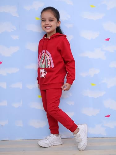 Image of The Mom Store Kids Sweatshirt With Joggers Set| Cotton With French Terry | Cute Prints | Warm | For Boys & Girls | Trendy Winter Sets For Kids | Hoodie And Sweatpant Set