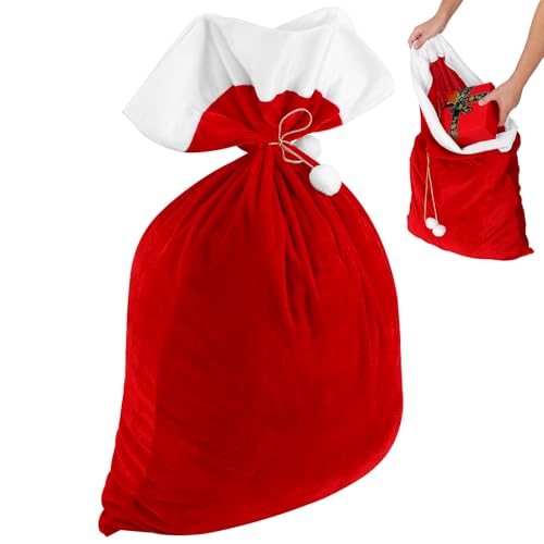 Christmas Large Santa Sack Jumbo Extra Large Warpping Bags Red Gift Bags for Xmas Present Toys Huge Storage Holiday Party Supply 27.5 * 19.6inch