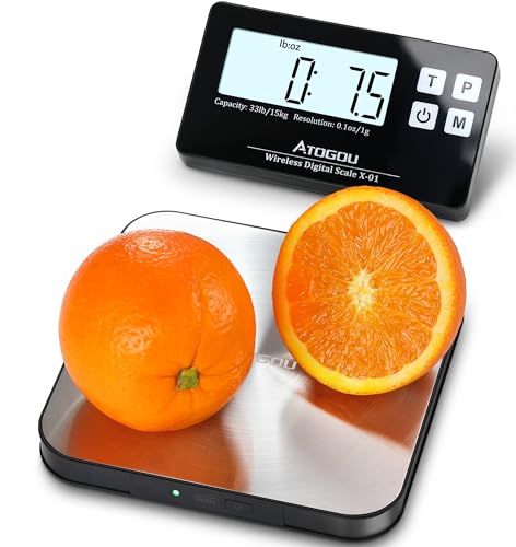 33lb Wireless Kitchen Scale with Remote Display, 1g/0.1oz Precise...