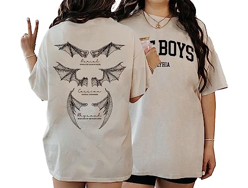 Bat Boys Shirt - Illyrians of The Night Court Shirt, Acotar A Court of Thorns and Roses 2 Sided Shirt L Sand
