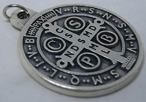 Medalla de San Benito de Plata 32 mm con anillo