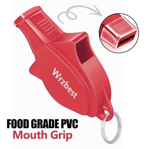 Wrzbest Sports Referee Coach Whistle,Bulk Dolphin Shape Pealess Plastic Whistles with Rubber Teeth Protector and Lanyard (2 General Light Blue Whistle)