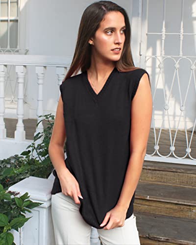 Image of TINKUY Peru Women's Alpaca Wool V-Neck Sweater Vest - Soft Knitted Pullover - Authentic Peruvian Wool - Sizes S-2XL