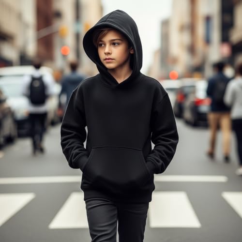 Image of Khakey Kids Boys Black Graphic Printed Hooded Sweatshirt|Trending Hoodie for Boys|Black Color|Panda Print|Winter Wear Print