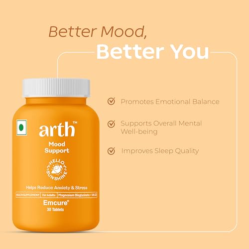Image of Arth Chelated Magnesium Bisglycinate Supplement | With Vitamin D2 & B6 | High Absorption 1000mg Magnesium Bisglycinate complex for Muscle Recovery, Relaxation & Better Sleep | Stress & Anxiety Support | 30 Veg Tablets | For Men & Women