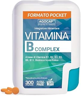 Witamina B Complex Wysoka dawka 300 mikrotabletek witaminy B + PABA, kieszonkowe opakowanie. Kompleks Witamina B, B1, B2, B3, B5, B6 z witaminą B12 i kwasem foliowym. Witaminy B i biotyna. Agocap