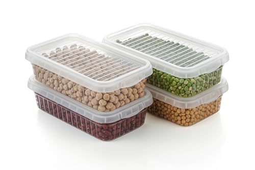 Image of 2000Ml Clear Fridge Stackable Organiser Storage Boxes with Clip Lock Lids for Vegetable & Fruits