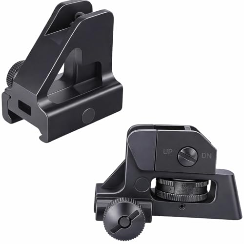 Detachable Low Profile Front Sight for .223 5.56 - Rear Sight Rugged Aluminum/Steel Construction with Matt-Black Finis, Match Grade Rear & Same Height Front Sight (Combo of 2)