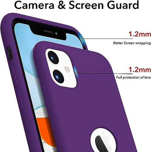 Image of VONZEE Liquid Silicone Soft Back Cover for iPhone 11 Case, Shockproof Slim Camera & Full Body Protection Non Yellowing Cover with Microfiber Lining & Logo Cut (6.1 Inch) -Violet