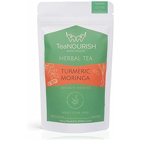 TeaNOURISH Turmeric Moringa Herbal Tea | Blend of India's Superfood Turmeric, Moringa, Ginger, Black Pepper | Abundant in Antioxidants | Supports Immunity | 100% NATURAL INGREDIENTS (3.53oz/100gms) Cover