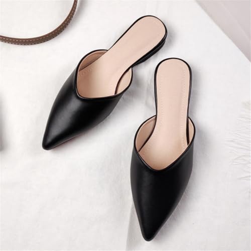 Women's Leather Pointed Toe Closed Toe Mules Comfortable Slip On Office Flats for Business Casual Professional Wear2