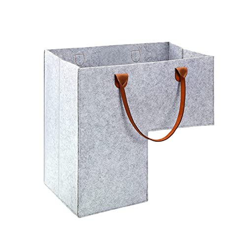 ANFUTON Paniers d'escalier pour le rangement, sac de rangement pour escaliers avec poignées, panier de rangement pliable pour échelle d'escalier (gris clair, taille unique) Cover