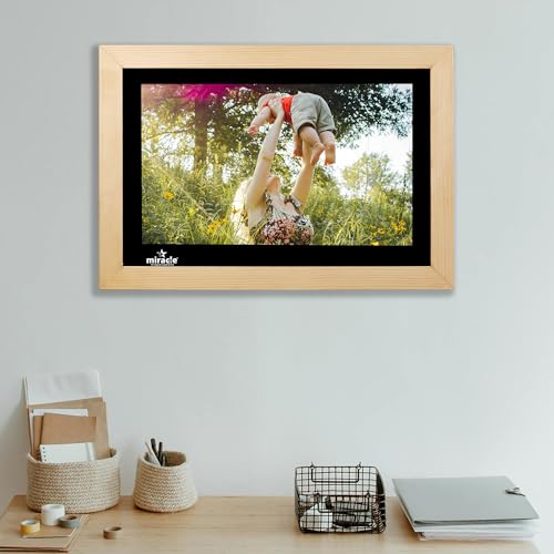 Image of Miracle Digital 17''HDMI Wooden Digital Photo Frame with Hi- Def Screen, USB Disk Card, Remote Photos Slide Show, Video Audio, Support SD Built in 8GB Memory & 2GB RAM(Light)