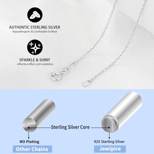 Jewlpire Italian Real 925 Sterling Silver Chain Necklace for Women, 14K Gold Chain for Women 1.2mm 1.3mm Cable Chains, Thin & Dainty Women's Chains Necklaces 16 18 20 22 24 26 Inch4