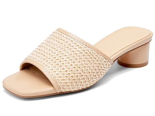 Image of Coutgo Women's Square Open Toe Chunky Heel Slide Sandals