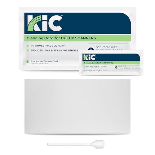 KICTeam - Cleaning Kit for Check Scanner Machines (25 Cleaning Cards & 6 Cleaning Swabs) - Includes...