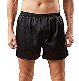 Men's Satin Boxer Shorts Underwear Sleep Pajama Shorts Silk Sleepwear Boxers Underwear Black