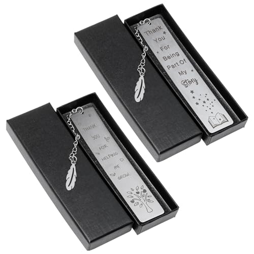 Keboyoe 2 Piezas Regalo de Maestra Marcapáginas Personalizado con Cadena Marcador de Libro Regalo de Profesora Marcapáginas Inspirador para Profesores, Amigos, Amantes de Libros,Regalo para Graduación