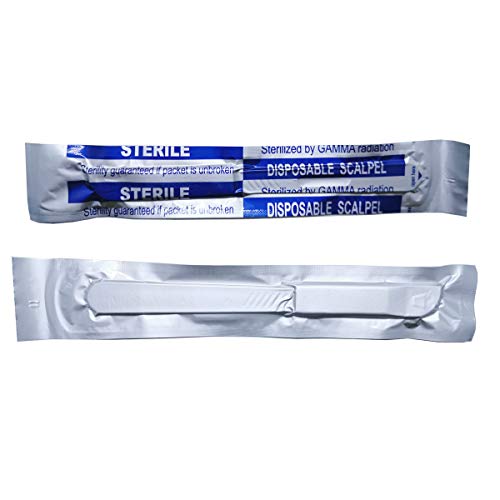 Sterile Skalpell Messer Steril Einmalskalpell Nr.10 rostfreiem Edelstahl,Griff mit einem abgestuften Skala aus Kunststoff, 10 einzeln verpackte Skalpelle