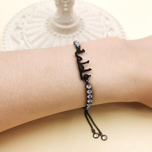Image of Allah Name Bracelet, Personalized Zircon Faith Jewelry, Islamic Faith Tennis Bracelets for Her, Halal Fashion Accessory, Adjustable White Eid Gift YA4968