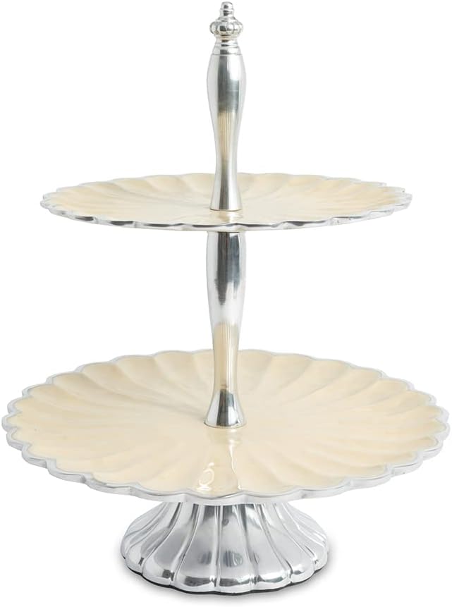 Julia Knight Peony Two-Tiered Server Plate, 11.5-Inch, Snow, White