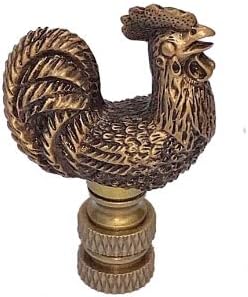 Upgradelights Antique Brass Decorative Rooster Lamp Shade Finial