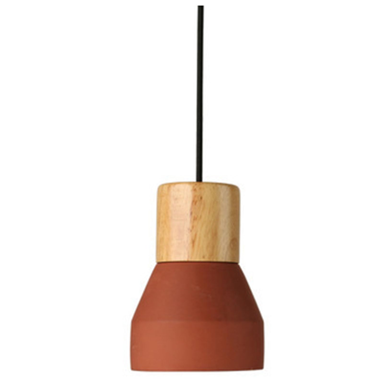 PIKETU Adjustable Height, Battery Operated Pendant Light Fixture, Nordic Style lamp, Wood Ceiling Hanging Powered Bulb,red,16 * 12.5cm