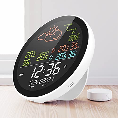 KKcare Estação Meteorológica Inteligente Tuya Wifi com Relógio Medidor de Temperatura e Umidade Inte