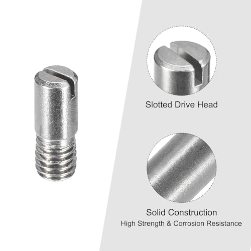 sourcing map 10 Stück M6 x 16mm geschlitzter Zylinderstift aus 304 Edelstahl mit Außengewinde zur Positionierung von Möbeln und Schränken